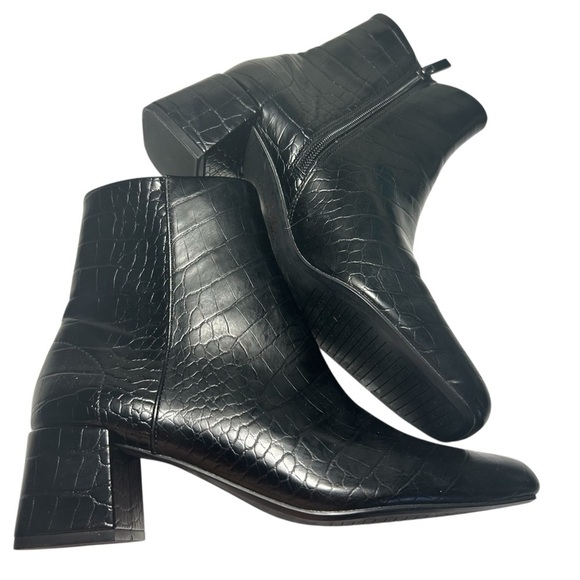 Pull & Bear Collection Faux Leather Croc Embossed Heeled Booties Sz 37 - Picture 6 of 16